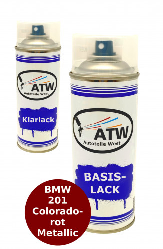 Autolack für BMW 201 Coloradorot Metallic +400ml Klarlack Set